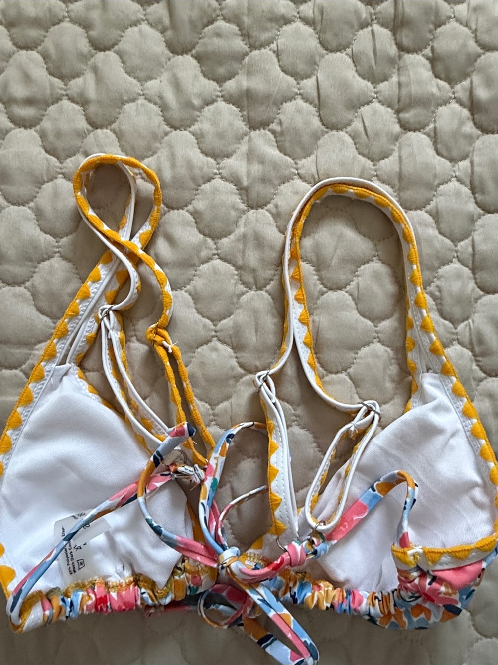 Assorted Bright Pink Floral Trim Bikini Tops - Picture 7 of 9
